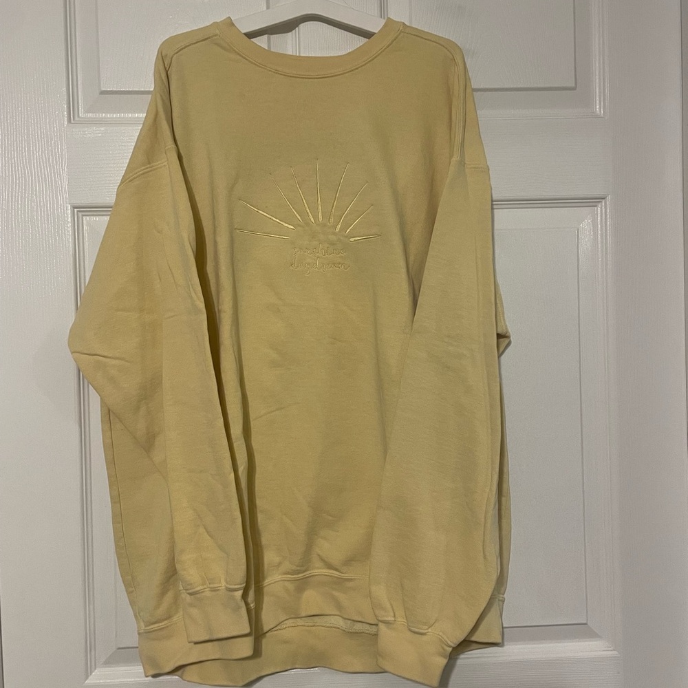 Butter Yellow Embroidered Crewneck Sweatshirt